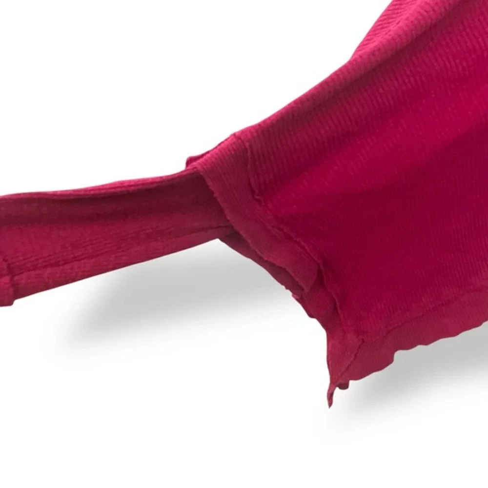 We The Free People Pink Funnel Neck Hi Low‎ Hem Knit Boho Casual Sweater Medium